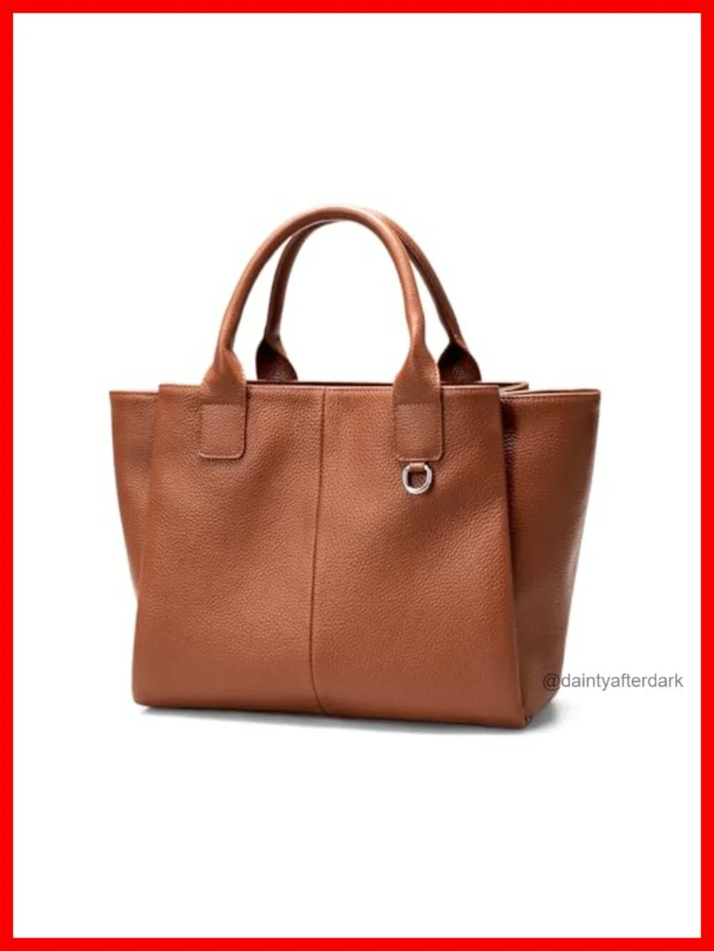 Genuine Leather Triple Pocket Satchel Tote Handbag